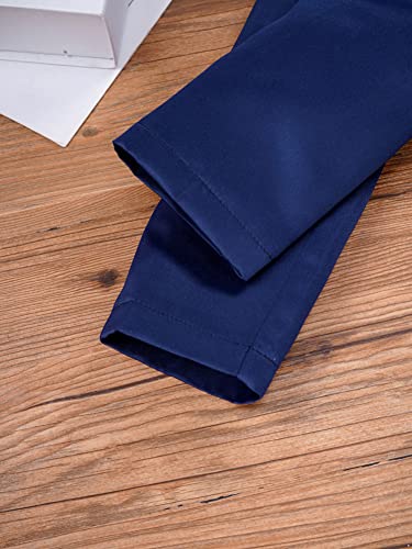 CHICTRY Girls Satin Long Sleeve Flower Bolero Shrug Short Cardigan Wedding Bridesmaid Dress Cover Up Jacket Top Navy Blue 13-14 Years