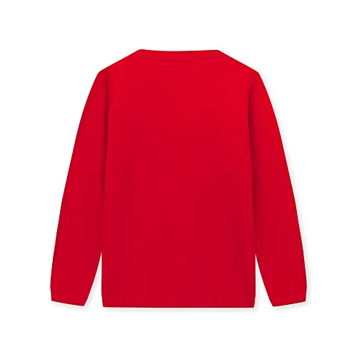 CUNYI Girls Crewneck Cardigan Lightweight Button-up Cotton Knit Sweater with Buttons School Uniform Casual Cute Coat Outerwear, Red 160