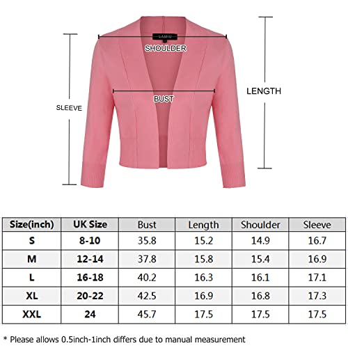 MINTLIMIT Knitted Cardigan Women Girls Cute Vintage 3/4 Sleeve Front Buttons Cardigan Shrug Pink XXL