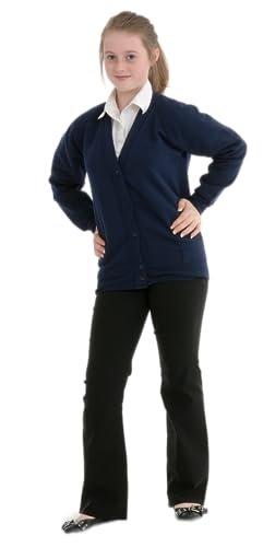 Miss Chief Girls School Cardigan Fleece Sweatshirt Uniform Schoolwear Age 2 3 4 5 6 7 8 9 10 11 12 13 14 + Adult Sizes Navy