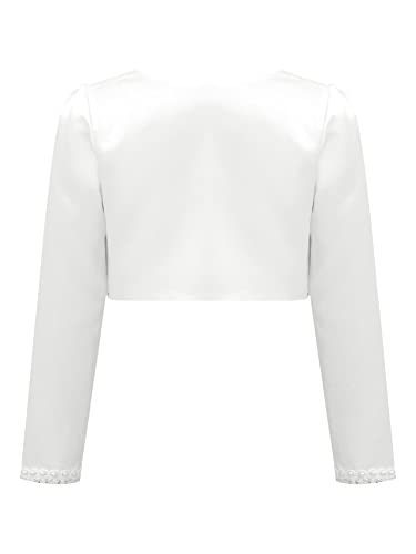 CHICTRY Girls Beaded Wedding Party Princess Bolero Shrugs Long Sleeve First Communion Cardigan Jacket White 9-10 Years
