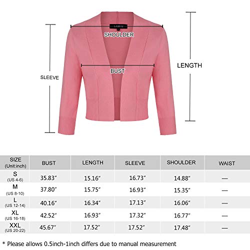 MINTLIMIT Knitted Cardigan Women Girls Cute Vintage 3/4 Sleeve Front Buttons Cardigan Shrug Pink XXL