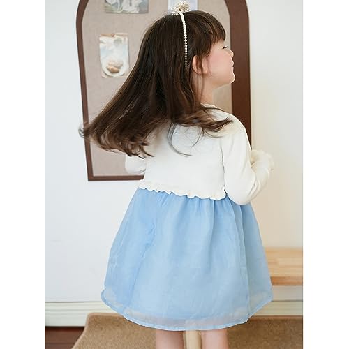 PythJooh Baby Girls Long Sleeve Bolero Cardigan Shrug Kids Wedding Frilly Knit Shrug Cover Up 1-9Years White