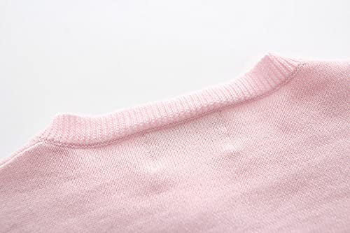 Alunsito Infant Girl Toddler Kids Long Sleeve Knit Sweater Children Girls Solid Color Bolero Shrug Coat, 100, Pink, 2-3 Years