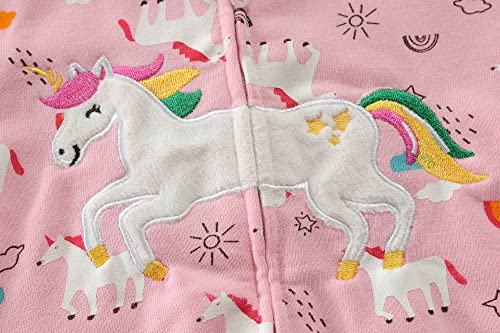 Girls Hoodie Zip Up Jumper Unicorn Bunny Horse Dinosaur Rainbow 100% Cotton Tops Long Sleeve Hooded Jackets with Hood Long Sleeve Sweatshirts for Kids 4-5 Years