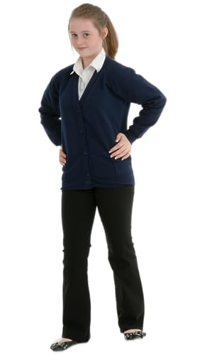 Miss Chief Girls School Cardigan Fleece Sweatshirt Uniform Schoolwear Age 2 3 4 5 6 7 8 9 10 11 12 13 14 + Adult Sizes Navy