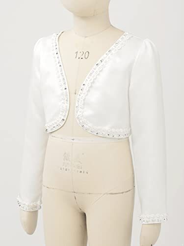 CHICTRY Girls Beaded Wedding Party Princess Bolero Shrugs Long Sleeve First Communion Cardigan Jacket White 9-10 Years