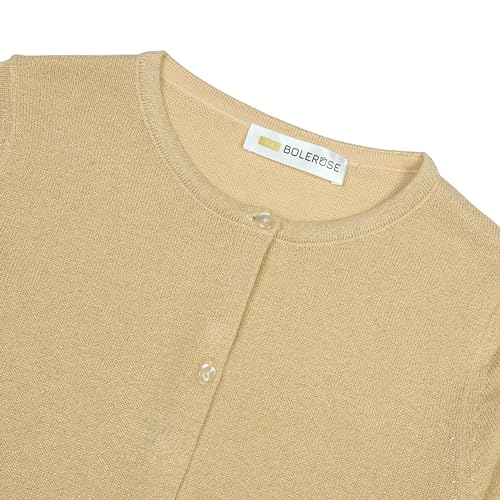 Bolerose Girls Long Sleeve Button Up Sparkle Childrens Kids Cardigan (Gold, 9-10 Years)