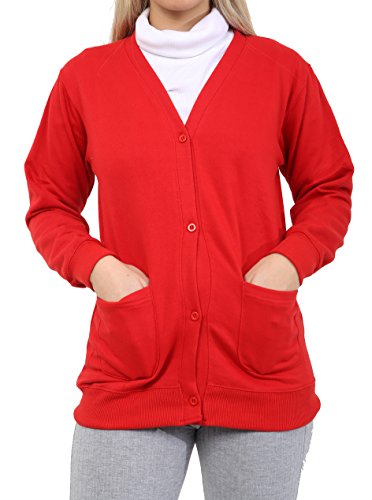 GW CLASSY OUTFIT Girls School Cardigan (Pack of 3) Kids Button Cardigan Button Fleece Schoolwear Kids Uniform Sweatshirts UK Size 5-13 Years (7-8 Years, 3X Red)