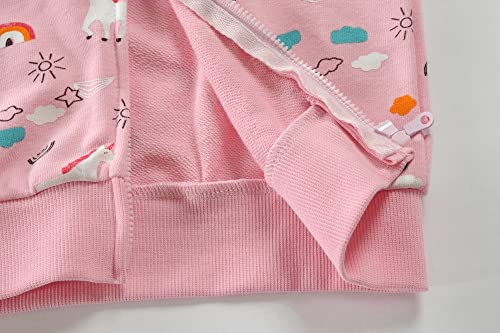 Girls Hoodie Zip Up Jumper Unicorn Bunny Horse Dinosaur Rainbow 100% Cotton Tops Long Sleeve Hooded Jackets with Hood Long Sleeve Sweatshirts for Kids 4-5 Years