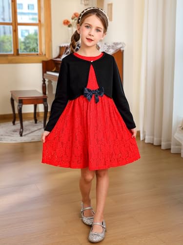 BONNY BILLY Little Girls Long Sleeve Solid Cotton Warm Knitwear Cardigan Bolero Shrug 10-11 Years Black