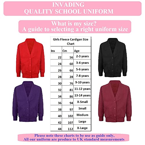 Girls Fleece Cardigan School Uniform Long Sleeve Sweat Cardigan Button Style Front Pockets Uniform Royal Blue