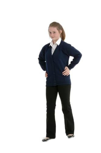 Miss Chief Girls School Cardigan Fleece Sweatshirt Uniform Schoolwear Age 2 3 4 5 6 7 8 9 10 11 12 13 14 + Adult Sizes Navy
