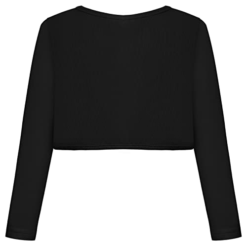 BONNY BILLY Little Girls Long Sleeve Solid Cotton Warm Knitwear Cardigan Bolero Shrug 10-11 Years Black