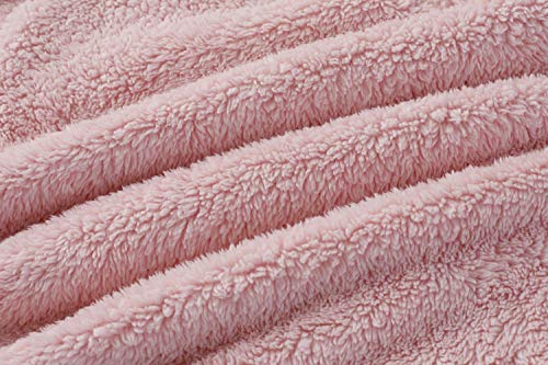 YBENLOVER Kids Girl's Fuzzy Hoodies Warm Loose Button Down Pullover Sherpa Jacket Top （Pink，160/13-14 Years）