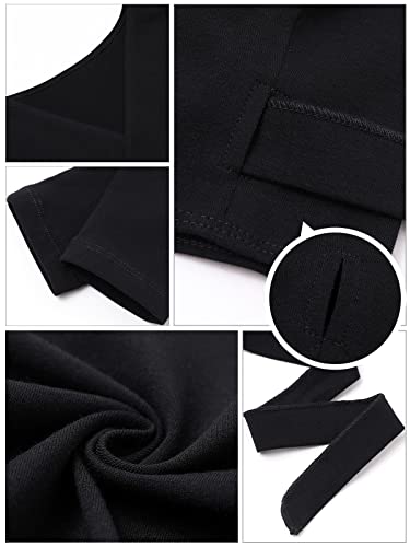 PLIKSUVER Girls Dance Wrap Top Ballet Cardigan Cotton Crossover Long Sleeve for Kids Womens Black