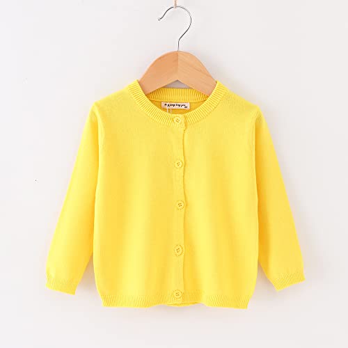 PythJooh Kids Cardigan Girls Boys Long Sleeve Solid Color Knitwear Sweatshirt Children Jersey Cardigan Outerwear 1-6Years Yellow