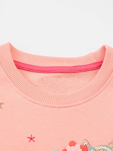 Little Hand Toddler Girls Unicorn Jumpers Cotton Long Sleeve Girls Casual Sweatshirt Top Kids Outfit Children Pullover Age 2-3 Year