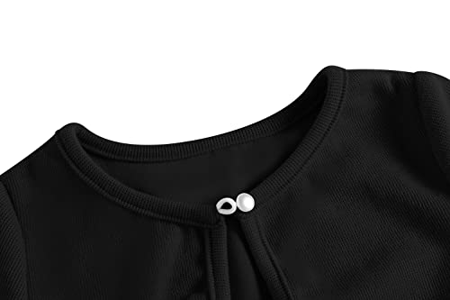 BONNY BILLY Little Girls Long Sleeve Solid Cotton Warm Knitwear Cardigan Bolero Shrug 10-11 Years Black