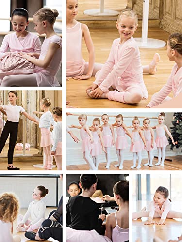 PLIKSUVER Girls Dance Wrap Top Ballet Cardigan Cotton Crossover Long Sleeve for Kids Womens Black