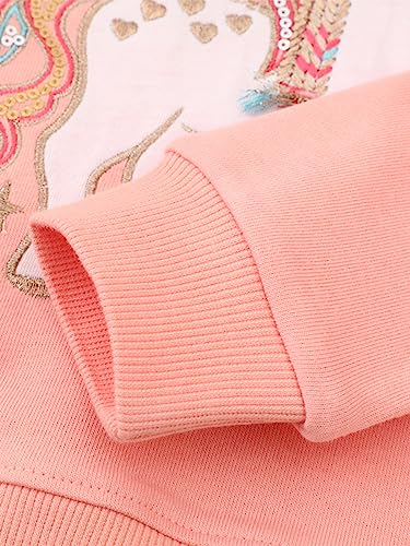 Little Hand Toddler Girls Unicorn Jumpers Cotton Long Sleeve Girls Casual Sweatshirt Top Kids Outfit Children Pullover Age 2-3 Year