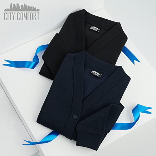 CityComfort Cardigan for Girls and Boys Warm Soft School Uniform Girls Boys Unisex Navy or Black School Cardigan 1 Pack or 2 Pack Sizes 3-14 Years Plain Button Down Cardigan (Navy 1 Pack, 9-10 Years)