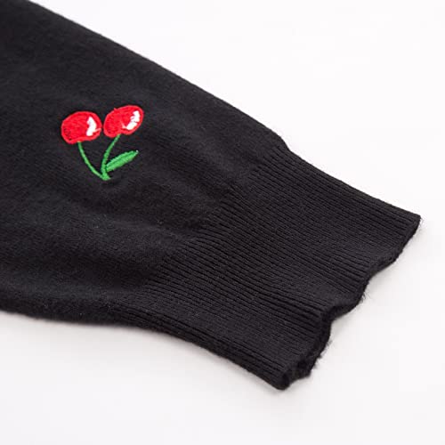 Belle Poque Girls Cute Vintage Cherries 3/4 Sleeve Front Buttons Embroidered Cardigan Shrug BP0609-1XL