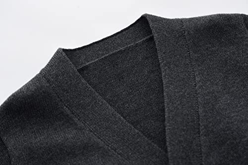 BINIDUCKLING Boys Girls V-Neck School Cardigans Long Sleeve Button-up Knitwear for School Uniform（Grey,160）