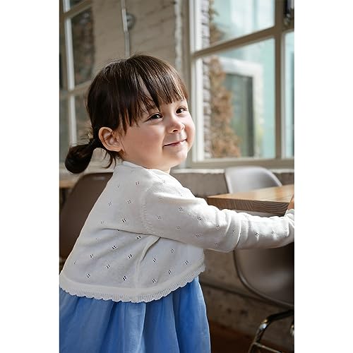 PythJooh Baby Girl Long Sleeve Bolero Shrug Cardigan Kids One-Button Knitted Bolero Sweatshirt Coats 1-9Years White