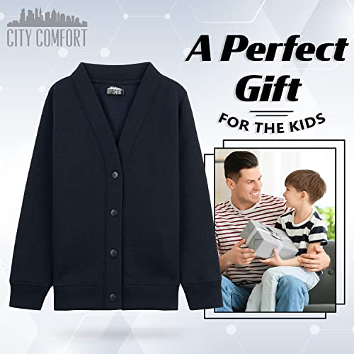 CityComfort Cardigan for Girls and Boys Warm Soft School Uniform Girls Boys Unisex Navy or Black School Cardigan 1 Pack or 2 Pack Sizes 3-14 Years Plain Button Down Cardigan (Navy 1 Pack, 9-10 Years)