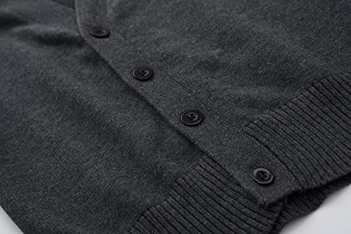 BINIDUCKLING Boys Girls V-Neck School Cardigans Long Sleeve Button-up Knitwear for School Uniform（Grey,160）