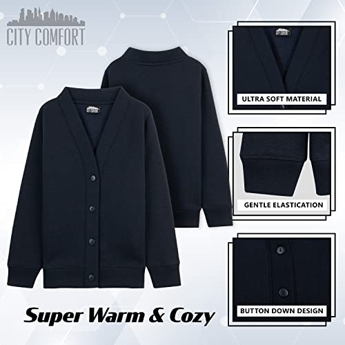 CityComfort Cardigan for Girls and Boys Warm Soft School Uniform Girls Boys Unisex Navy or Black School Cardigan 1 Pack or 2 Pack Sizes 3-14 Years Plain Button Down Cardigan (Navy 1 Pack, 9-10 Years)