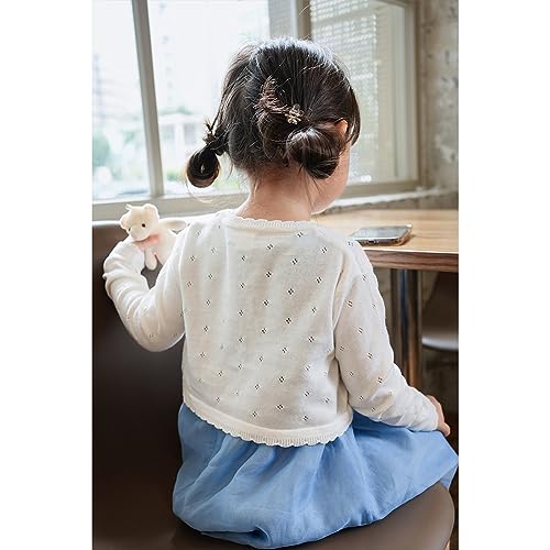 PythJooh Baby Girl Long Sleeve Bolero Shrug Cardigan Kids One-Button Knitted Bolero Sweatshirt Coats 1-9Years White