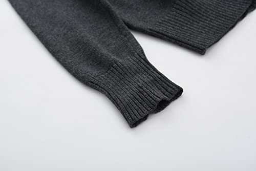 BINIDUCKLING Boys Girls V-Neck School Cardigans Long Sleeve Button-up Knitwear for School Uniform（Grey,160）