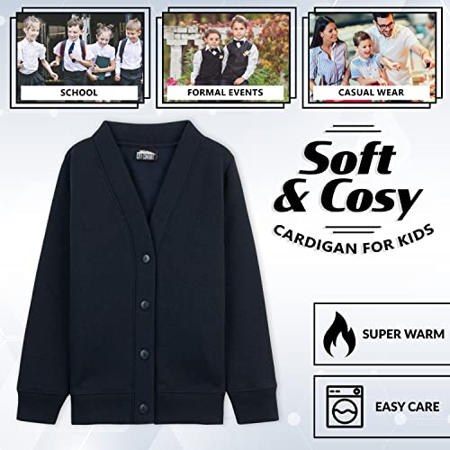 CityComfort Cardigan for Girls and Boys Warm Soft School Uniform Girls Boys Unisex Navy or Black School Cardigan 1 Pack or 2 Pack Sizes 3-14 Years Plain Button Down Cardigan (Navy 1 Pack, 9-10 Years)