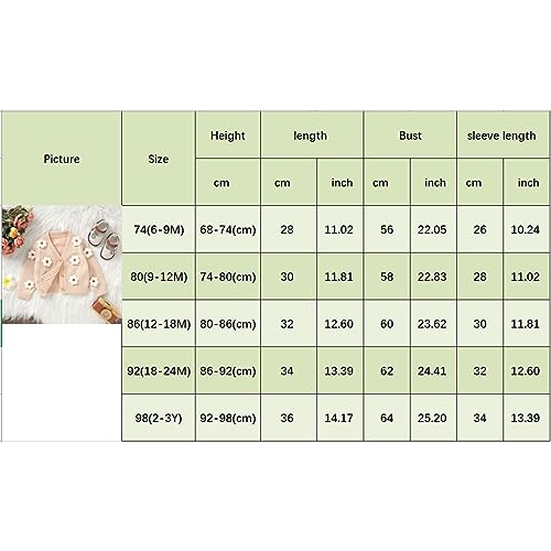 M9ppzzur7 Toddler Baby Girls' Knit Cardigan Sweaters Button Three-Dimensional Crochet Flower Fall Winter Warm Knit Sweater Infant Clothes (Apricot, 12-18 Months)