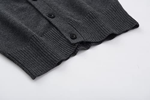 BINIDUCKLING Boys Girls V-Neck School Cardigans Long Sleeve Button-up Knitwear for School Uniform（Grey,160）