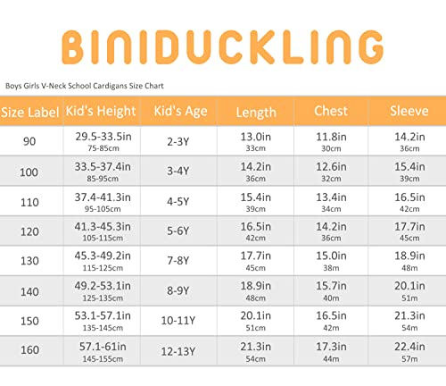 BINIDUCKLING Boys Girls V-Neck School Cardigans Long Sleeve Button-up Knitwear for School Uniform（Grey,160）