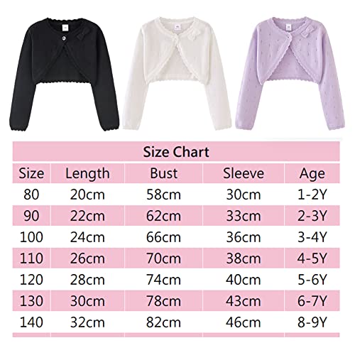 PythJooh Baby Girl Long Sleeve Bolero Shrug Cardigan Kids One-Button Knitted Bolero Sweatshirt Coats 1-9Years White