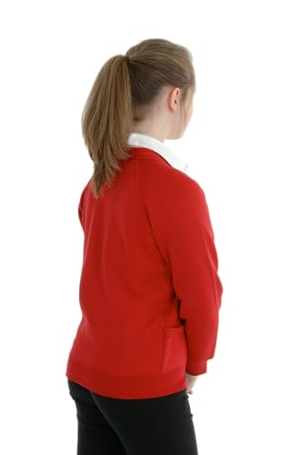 Miss Chief Girls School Cardigan Fleece Sweatshirt Uniform Schoolwear Age 2 3 4 5 6 7 8 9 10 11 12 13 14 + Adult Sizes Red