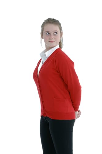 Miss Chief Girls School Cardigan Fleece Sweatshirt Uniform Schoolwear Age 2 3 4 5 6 7 8 9 10 11 12 13 14 + Adult Sizes Red