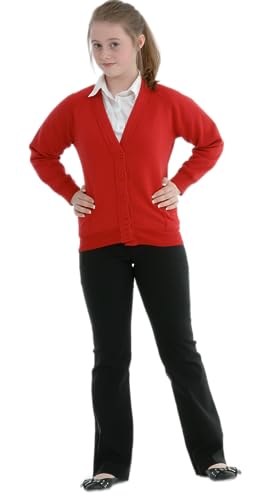 Miss Chief Girls School Cardigan Fleece Sweatshirt Uniform Schoolwear Age 2 3 4 5 6 7 8 9 10 11 12 13 14 + Adult Sizes Red