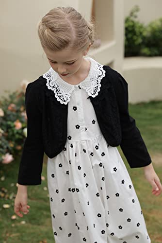 SMILING PINKER Girls' Long Sleeve Lace Bolero Cardigan Shrug(Black,2-3 Years)