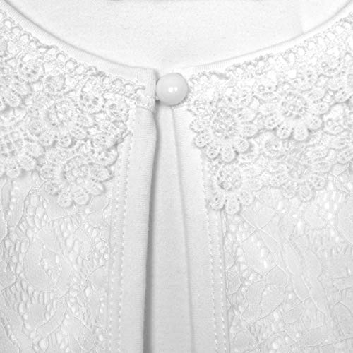 Bolerose Girls Long Sleeve Floral Lace Bolero Cardigan Kids Shrug Cover Up (White, 5-6 YRS)