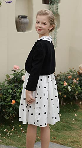 SMILING PINKER Girls' Long Sleeve Lace Bolero Cardigan Shrug(Black,2-3 Years)