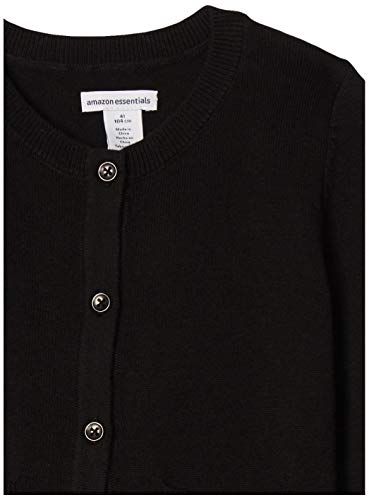 Amazon Essentials Girls' Uniform Slim-fit Cardigan Sweater, Black, 6-7 Years