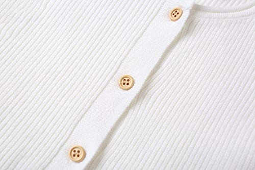 SMILING PINKER Toddler Girls Knit Cardigan Soft Warm Sweaters with Pockets (White, 2-3 Years)