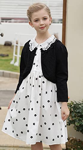 SMILING PINKER Girls' Long Sleeve Lace Bolero Cardigan Shrug(Black,2-3 Years)