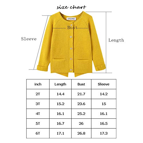 SMILING PINKER Toddler Girls Knit Cardigan Soft Warm Sweaters with Pockets (White, 2-3 Years)