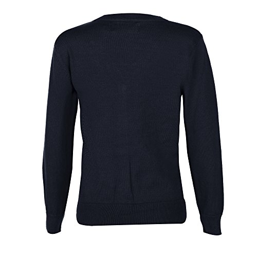 Blu Cherry Girls Cardigans with Pockets V-Neck School Uniforms Long Sleeve All Year Around (Navy, 4 Years)